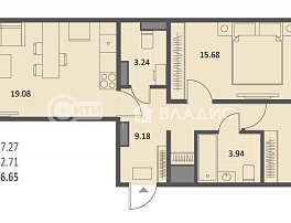 2-комнатная квартира, 66.65 м2