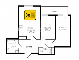 2-комнатная квартира, 55.8 м2