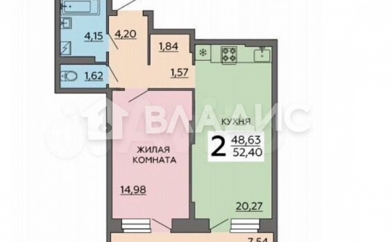 1-Комнатная квартира 48.90м², эт. 18, фото 15
