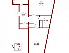 3-комнатная квартира, 119.1 м2