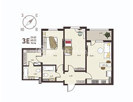 2-комнатная квартира, 70.16 м2