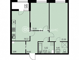 2-комнатная квартира, 75.29 м2