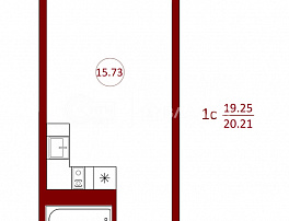 1-комнатная квартира, 20.85 м2