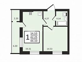 1-комнатная квартира, 44.1 м2