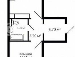 1-комнатная квартира, 49.5 м2