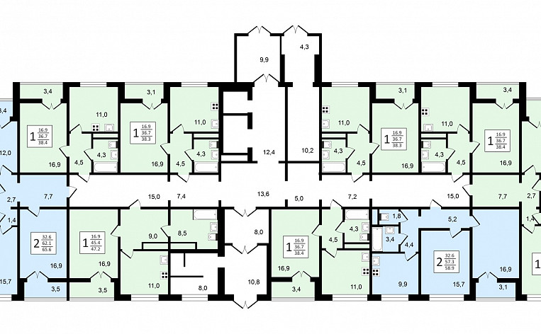 1-Комнатная квартира 46.90м², эт. 14, фото 16