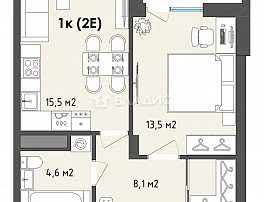 1-Комнатная квартира 43.20м²