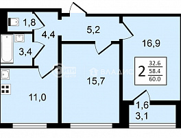 2-комнатная квартира, 60 м2