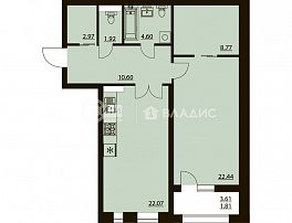 1-комнатная квартира, 74.25 м2