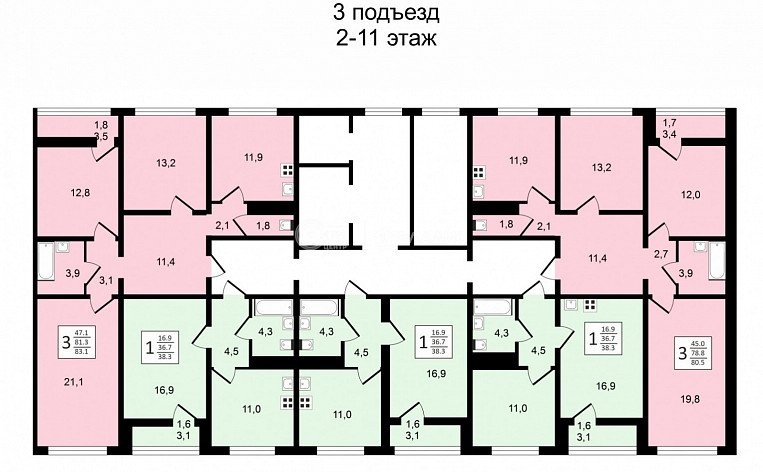 2-комнатная квартира, 68.2 м2, эт. 16, id: 969780, фото 18