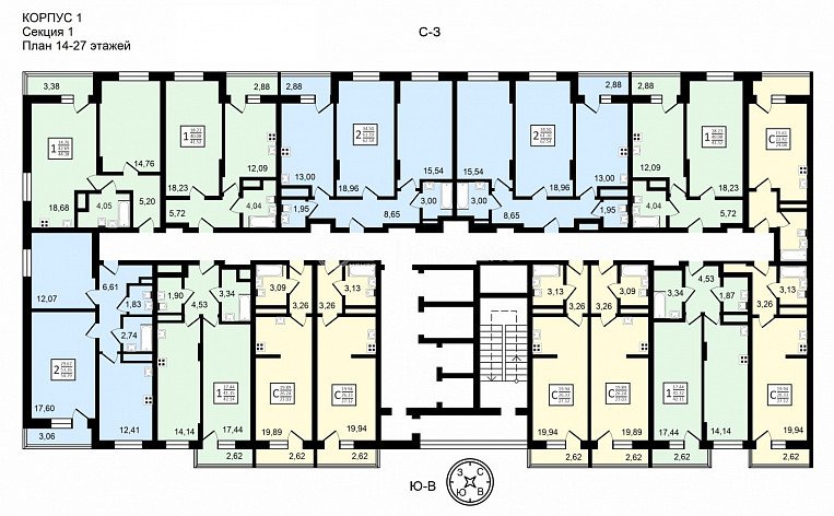 2-комнатная квартира, 62.49 м2, эт. 3, id: 758520, фото 13