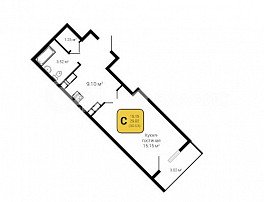1-комнатная квартира, 30.53 м2