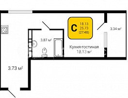1-комнатная квартира, 27.48 м2