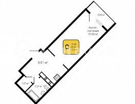 1-комнатная квартира, 31.03 м2
