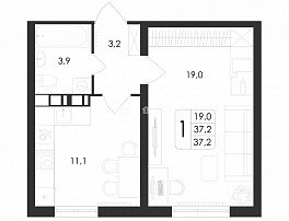 1-комнатная квартира, 37.2 м2