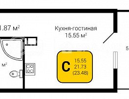 1-комнатная квартира, 23.48 м2
