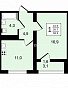1-комнатная квартира, 38.3 м2, эт. 11, id: 1056842, фото 1