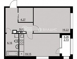 1-комнатная квартира, 58.41 м2