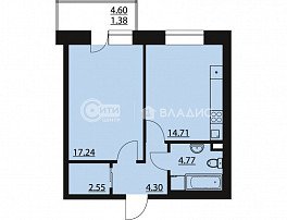 1-комнатная квартира, 44.95 м2