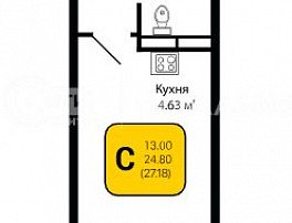 1-комнатная квартира, 27.18 м2