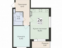 2-комнатная квартира, 44.22 м2