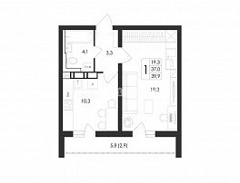 1-комнатная квартира, 39.9 м2