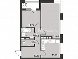 2-комнатная квартира, 62.45 м2