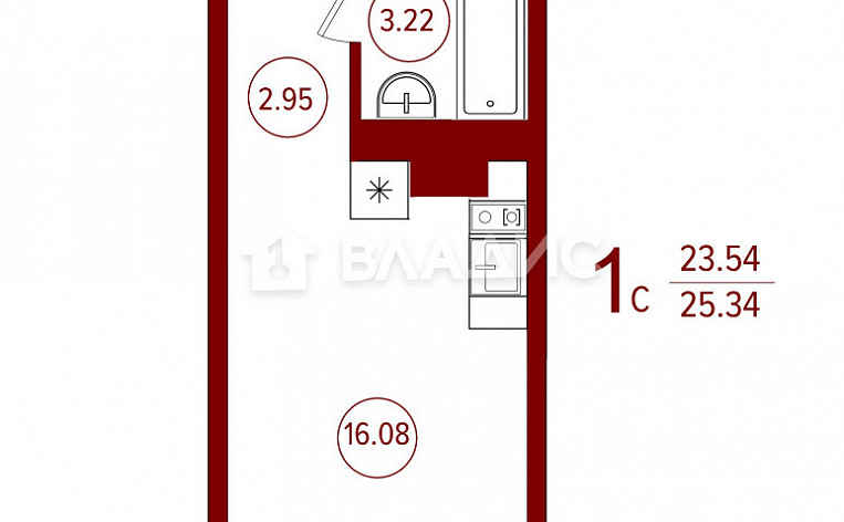 Студия 23.20м², эт. 7, фото 10