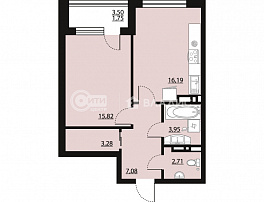 1-комнатная квартира, 50.78 м2