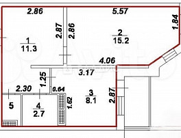 1-Комнатная квартира 41.00м²