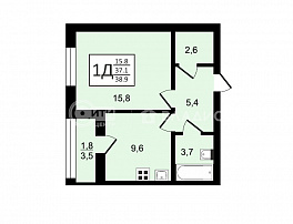 1-комнатная квартира, 38.9 м2