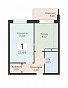 1-комнатная квартира, 33.44 м2, эт. 2, id: 1071175, фото 1