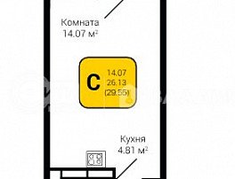1-комнатная квартира, 29.55 м2