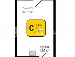 1-комнатная квартира, 29.55 м2