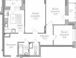 3-комнатная квартира, 78.5 м2