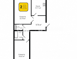 2-комнатная квартира, 72.2 м2