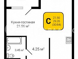1-комнатная квартира, 30.64 м2