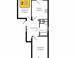 2-комнатная квартира, 64.4 м2