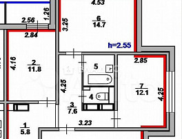 3-Комнатная квартира 77.00м²