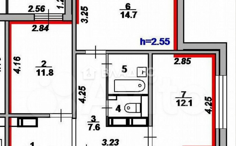 3-Комнатная квартира 77.00м², эт. 5, фото 1