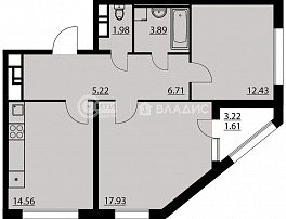2-комнатная квартира, 64.14 м2
