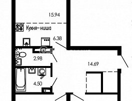 2-комнатная квартира, 77.45 м2