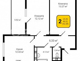 2-комнатная квартира, 52.28 м2