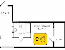 1-комнатная квартира, 26.79 м2