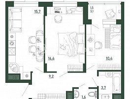 1-комнатная квартира, 58 м2