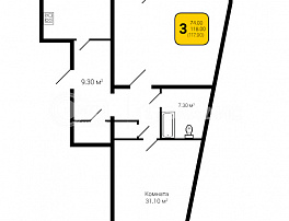 3-комнатная квартира, 117.9 м2