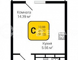 1-комнатная квартира, 31.22 м2