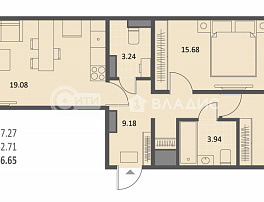 2-комнатная квартира, 66.65 м2