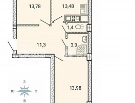 2-комнатная квартира, 56.24 м2