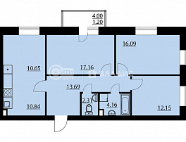 3-комнатная квартира, 88.3 м2